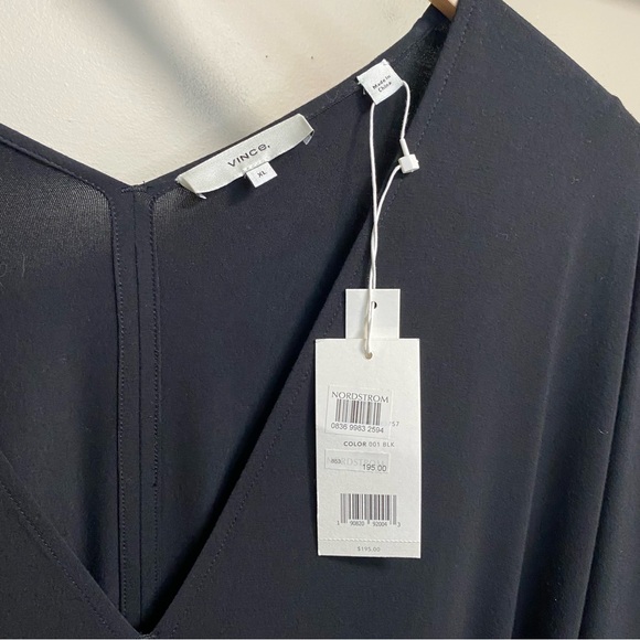 NWT Vince Double V-Neck Popover Dress Black Size XL - Picture 12 of 13
